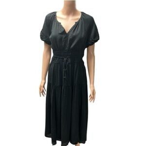 Universal Thread Black Midi Dress with Smocked Waist